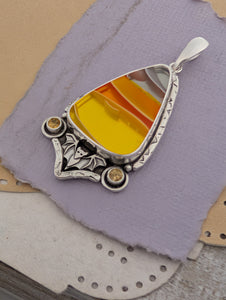 Acrylic Candy Corn and Citrine Sterling Silver Pendant