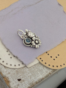 London Blue Topaz Turtle Sterling Silver Charm
