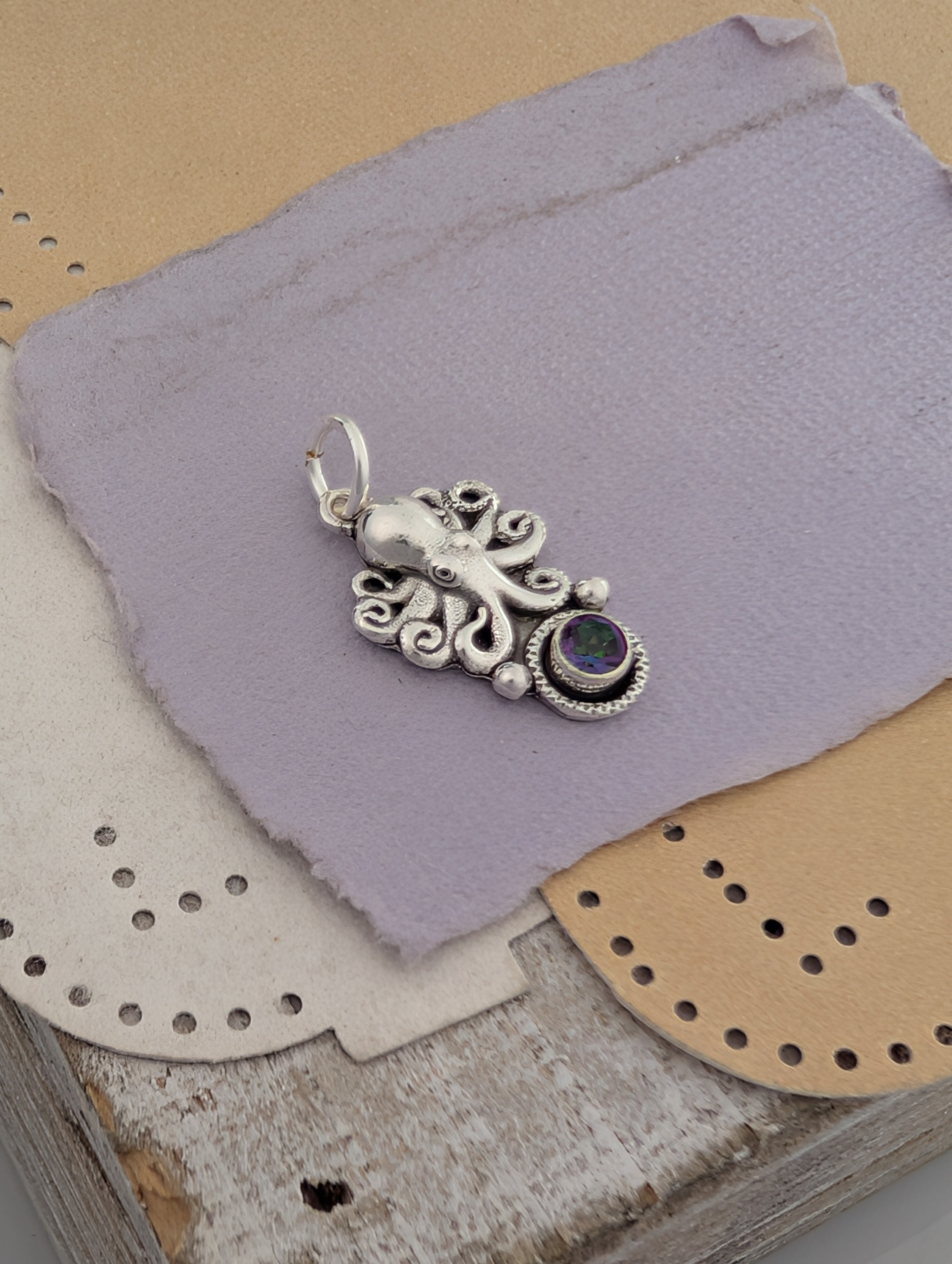 Mystic Topaz Octopus Sterling Silver Charm