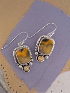 Bumblebee Jasper and Citrine Sterling Silver Earrings, #1