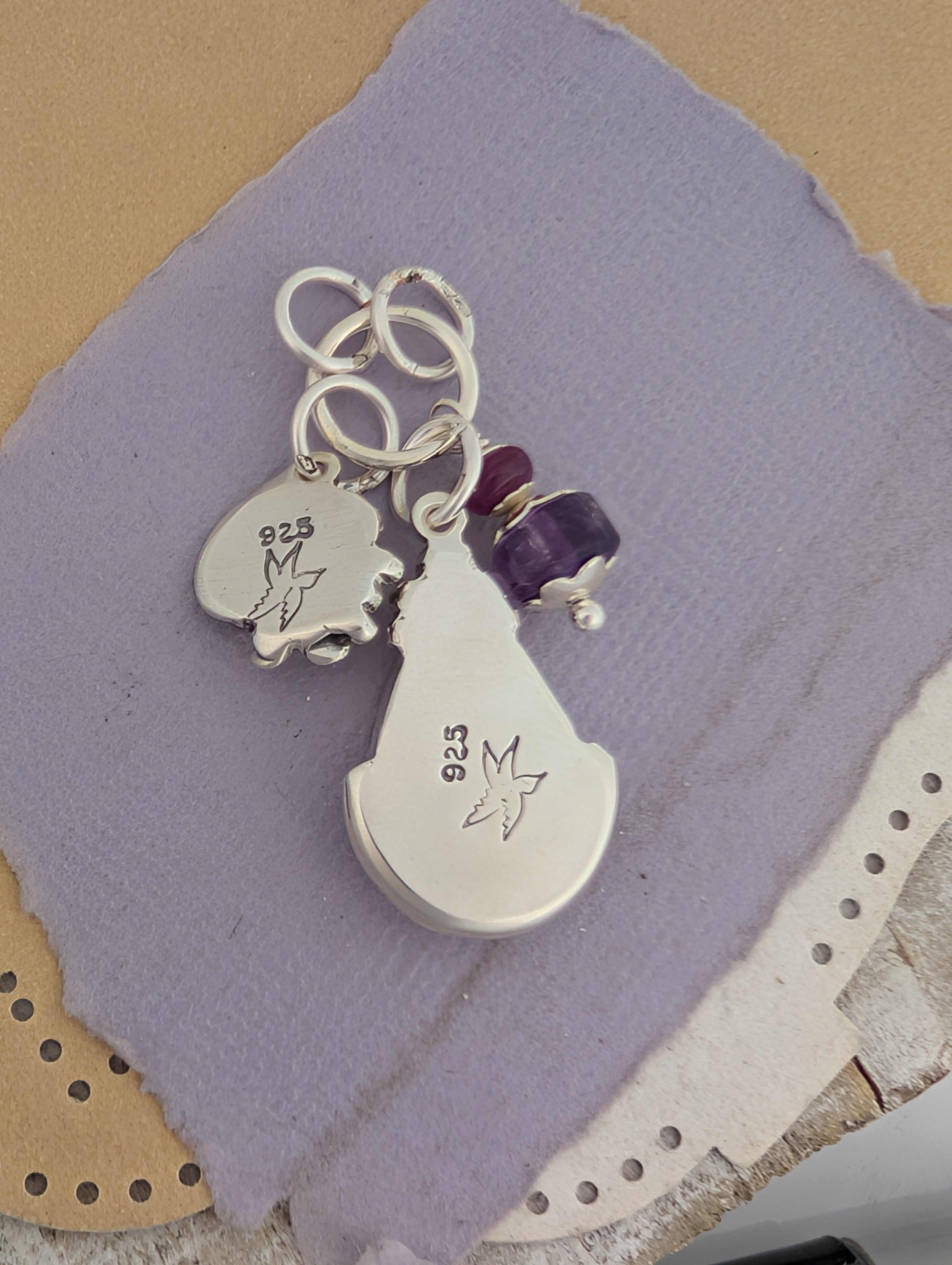 Tiffany Jasper, Tanzanite, Ruby and Amethyst Charm Sterling Silver Necklace