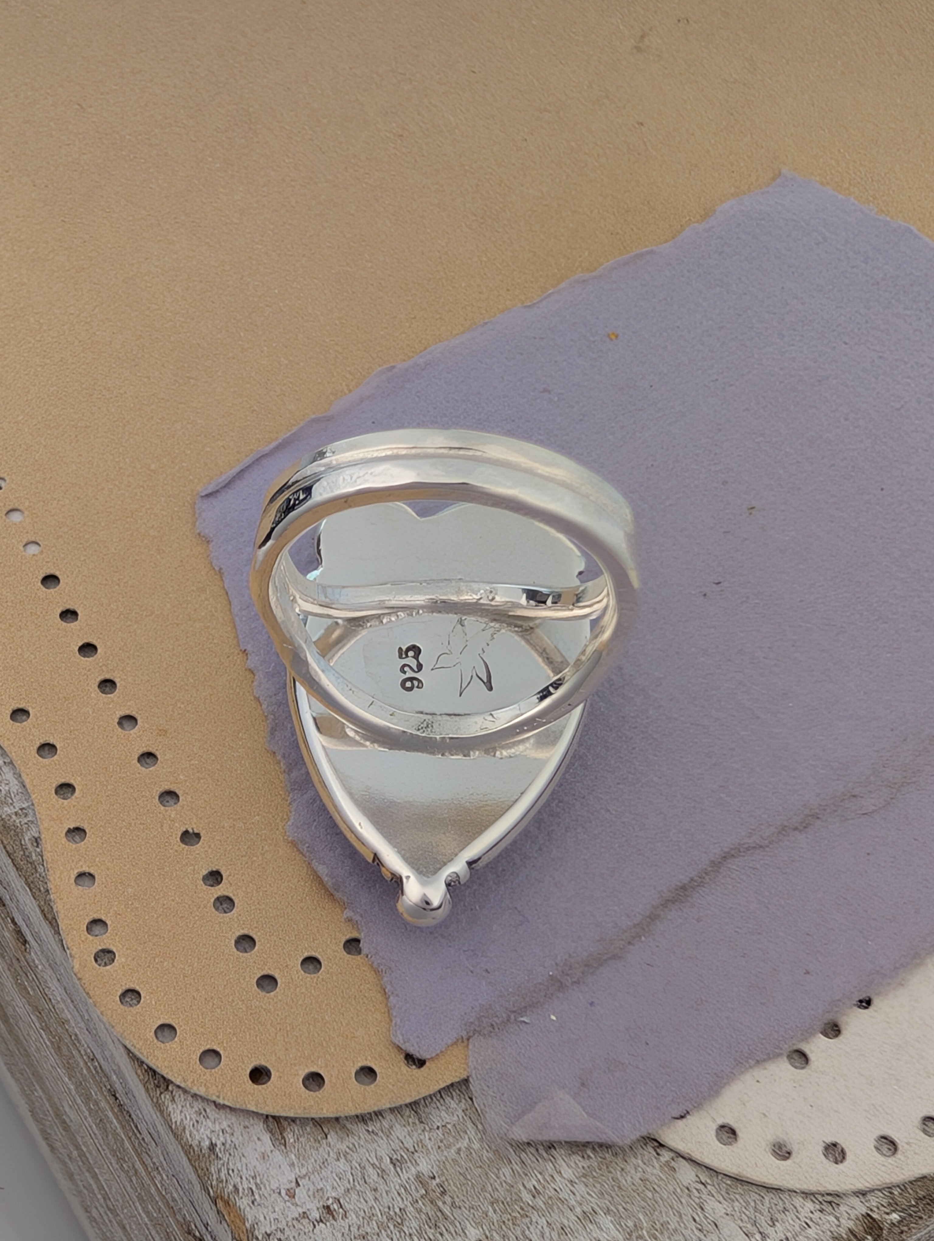 Size 7.5, Chrysoprase and Smokey Quartz Sterling Silver Ring