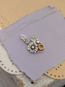 Hessonite Garnet Bat Sterling Silver Charm