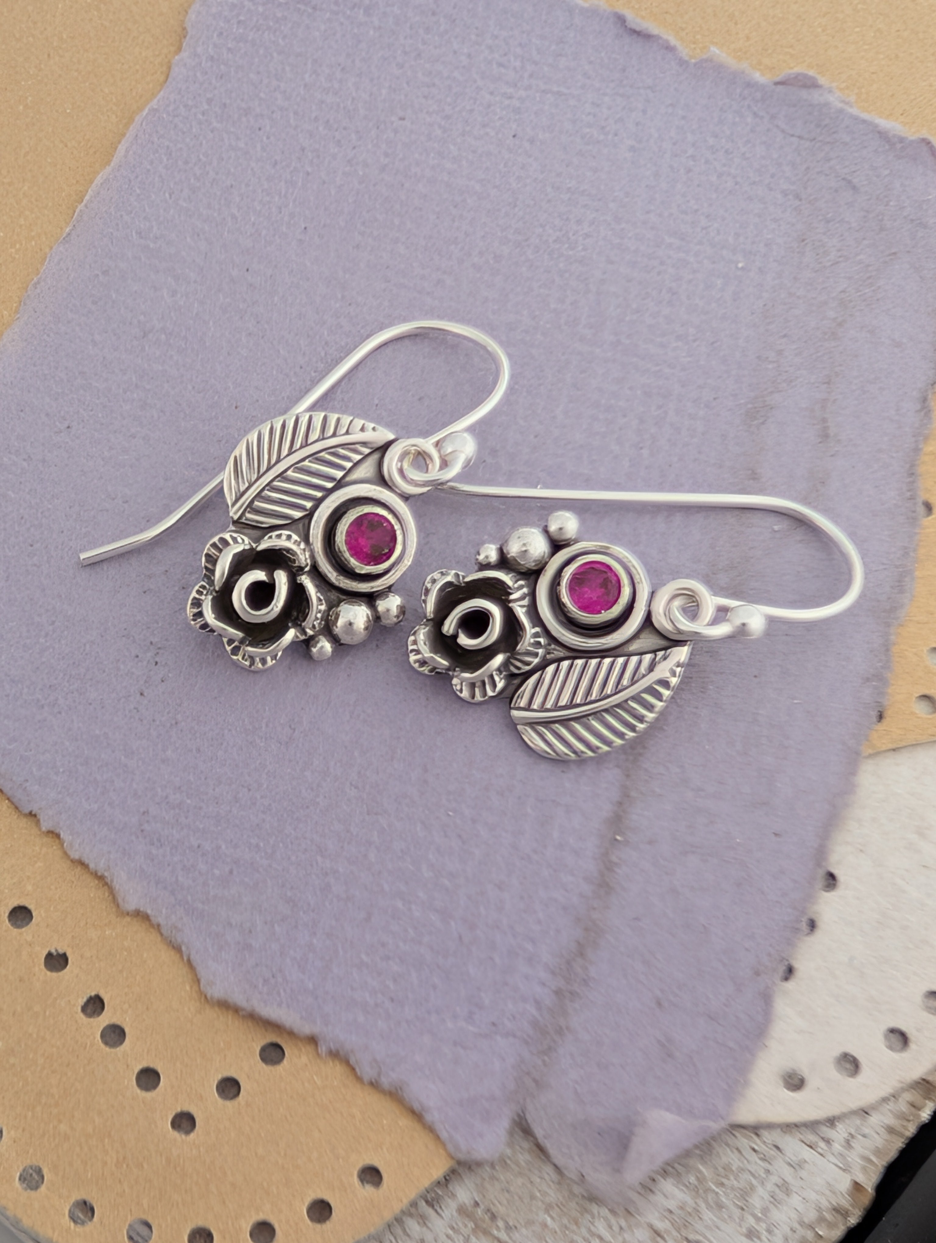 Lab-Created Ruby Sterling Silver Earrings