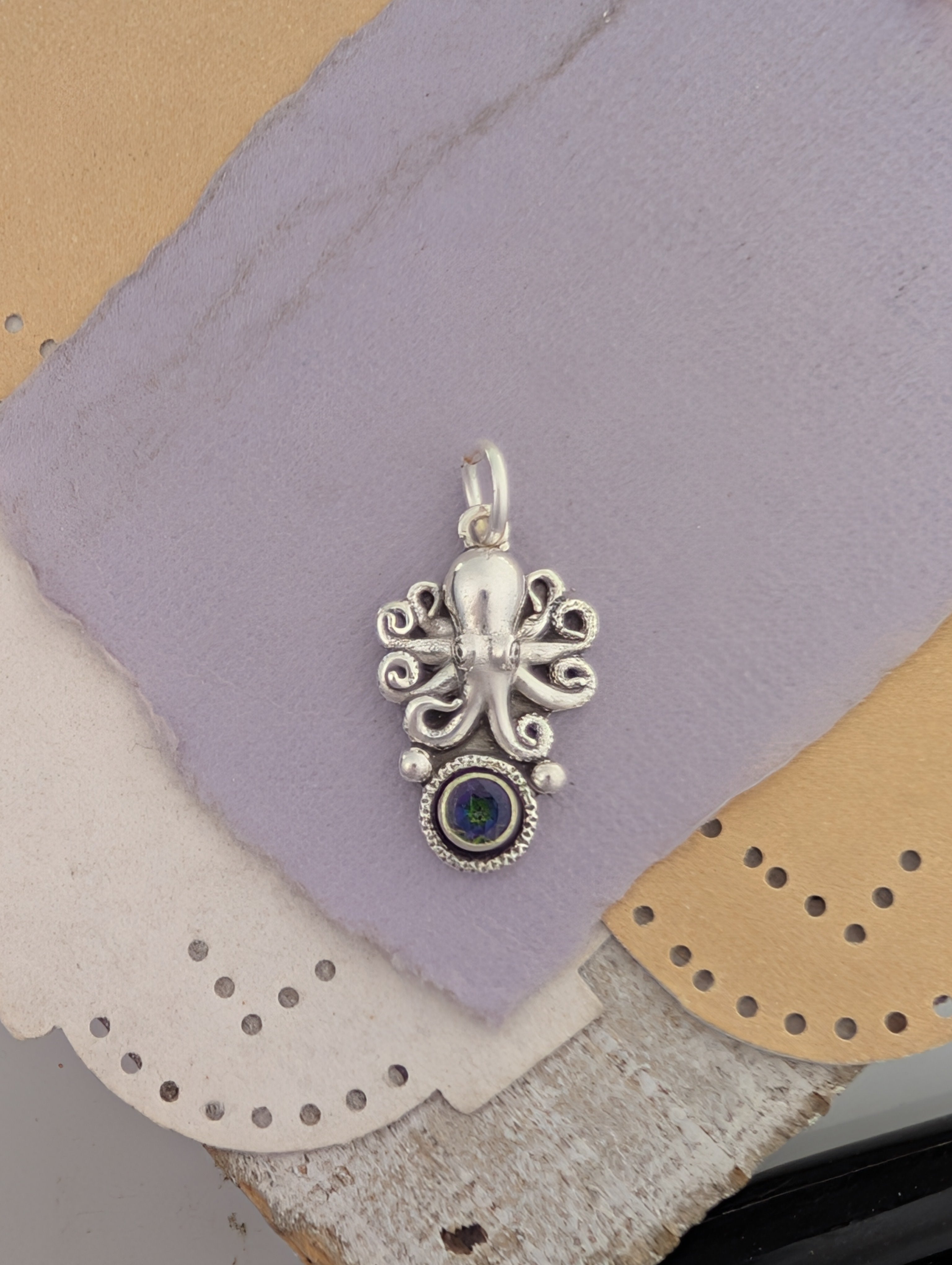 Mystic Topaz Octopus Sterling Silver Charm