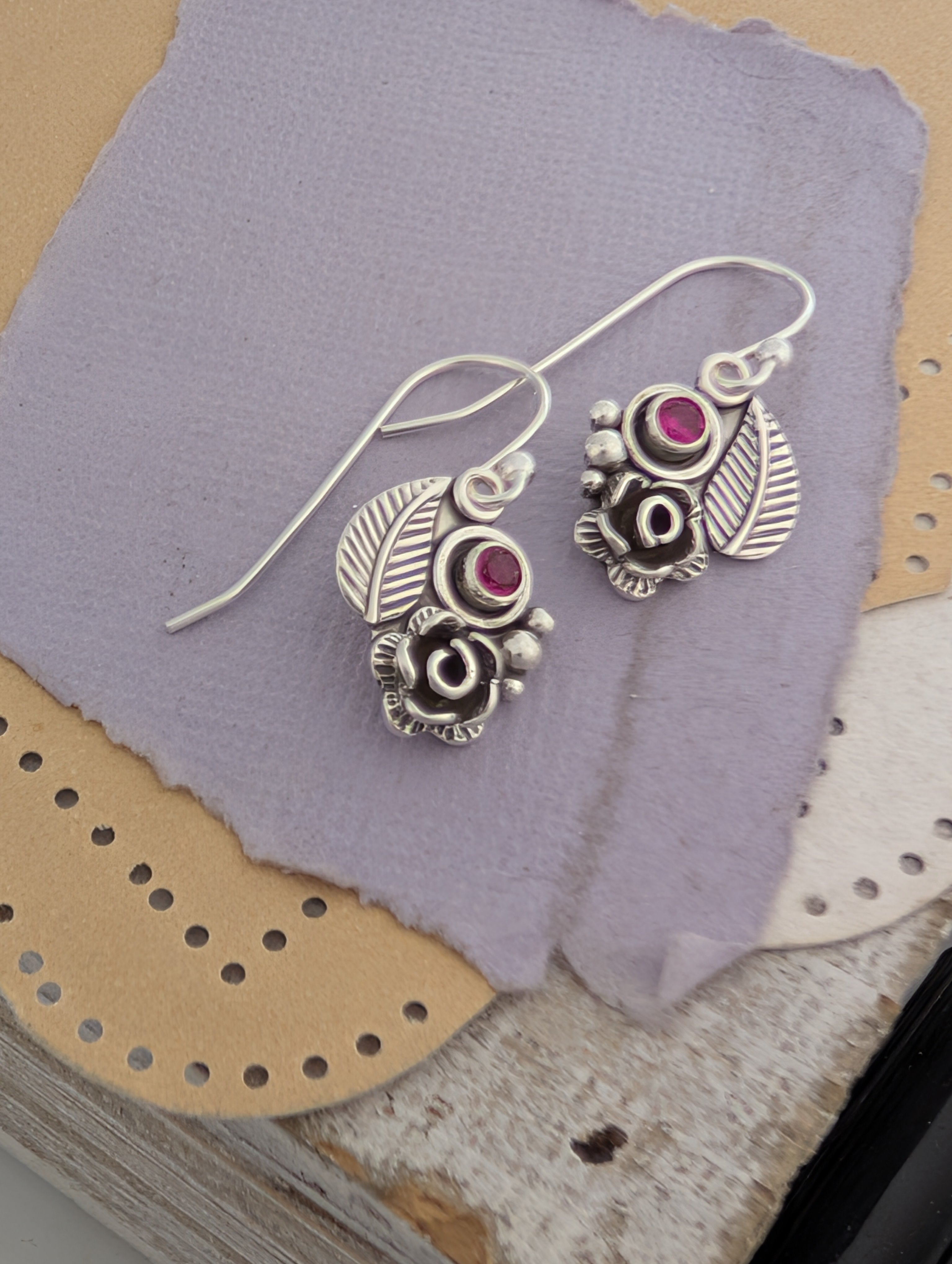 Lab-Created Ruby Sterling Silver Earrings
