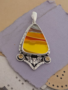 Acrylic Candy Corn and Citrine Sterling Silver Pendant