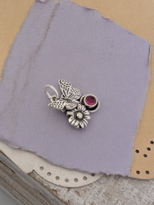 Pink Tourmaline Butterfly Sterling Silver Charm
