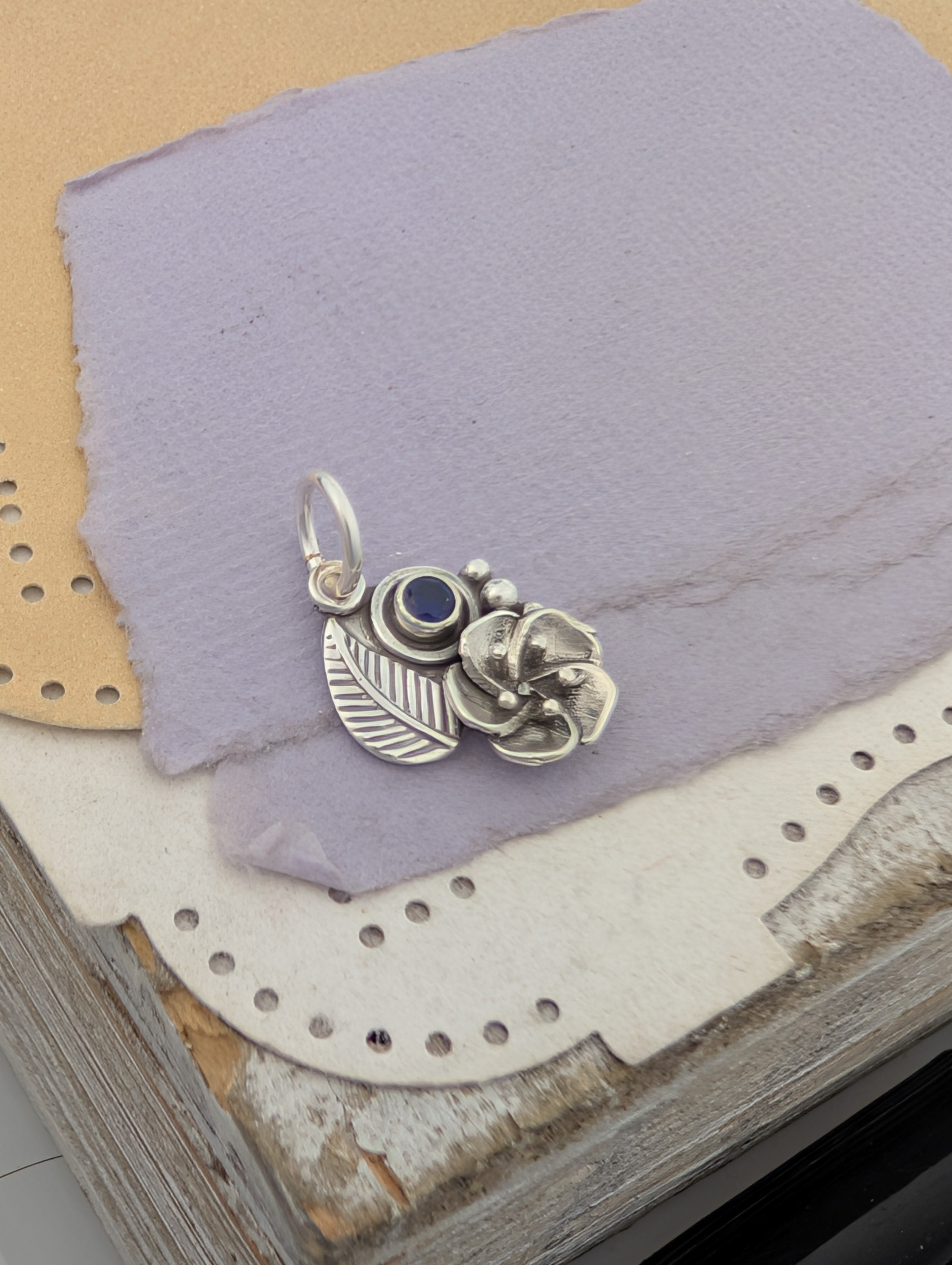 Lab-Created Sapphire Sterling Silver Charm