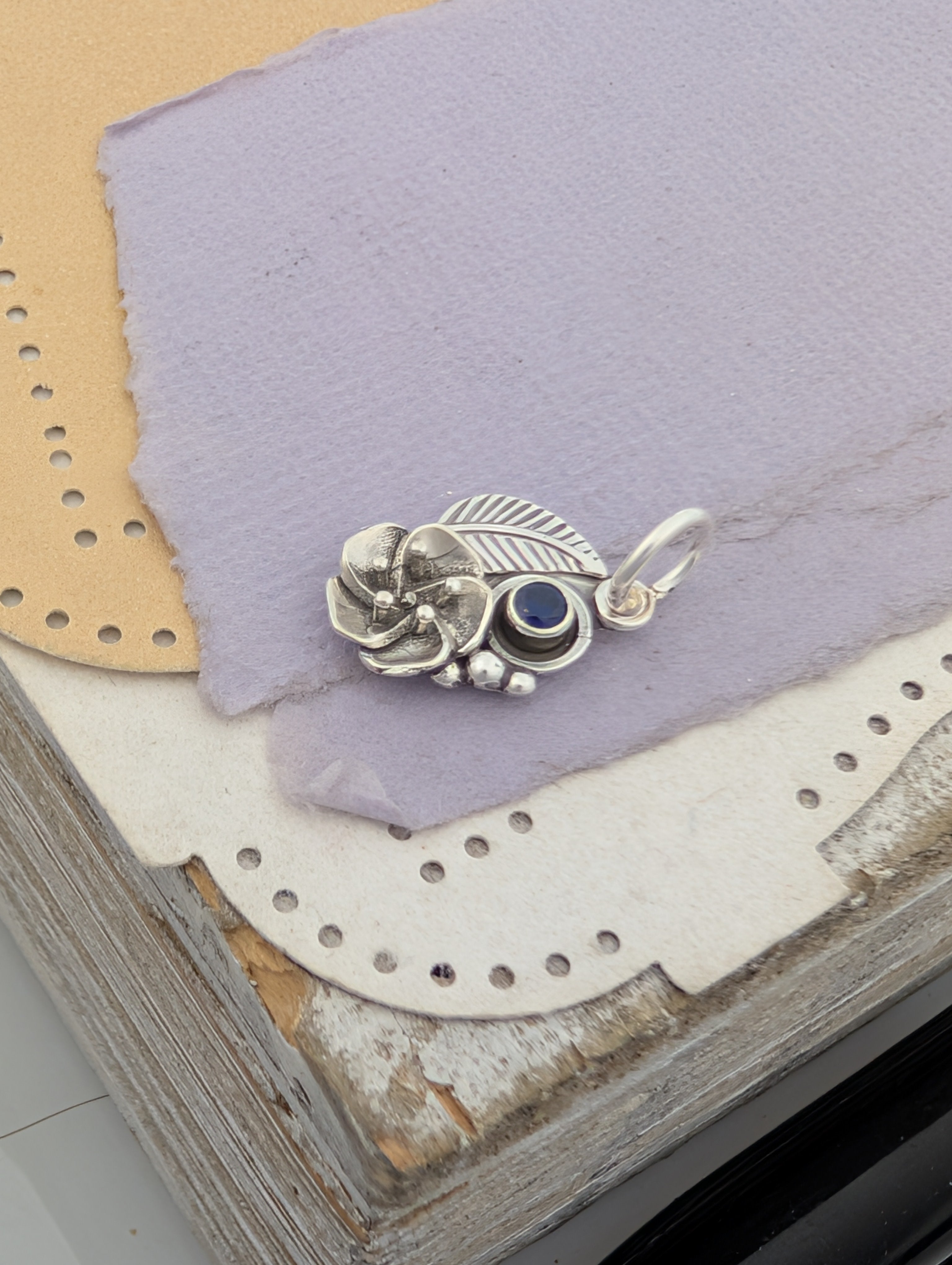 Lab-Created Sapphire Sterling Silver Charm