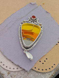 Acrylic Candy Corn, Carnelian and Citrine Sterling Silver Pendant