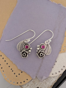 Lab-Created Ruby Sterling Silver Earrings