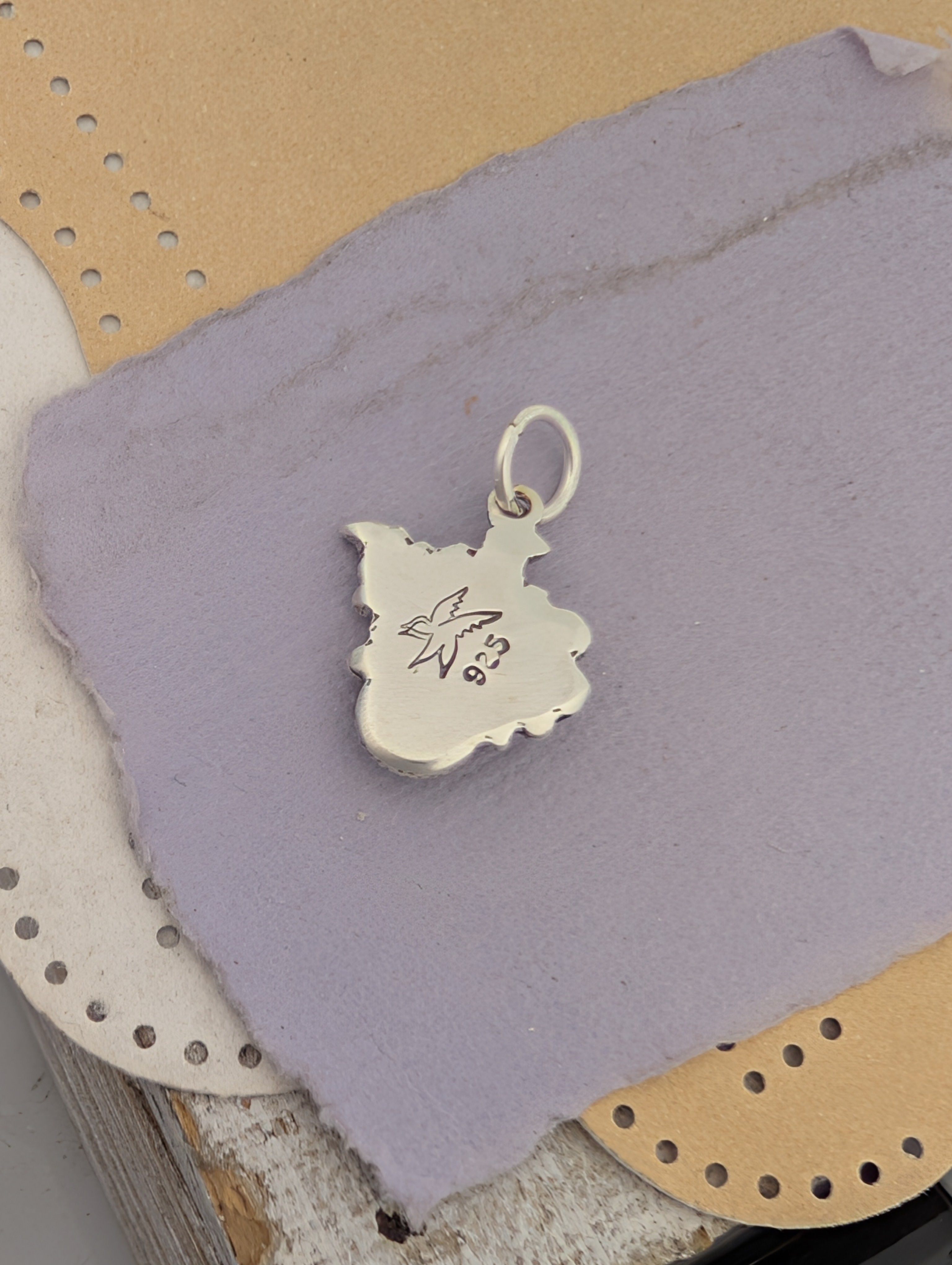 Hessonite Garnet Bat Sterling Silver Charm