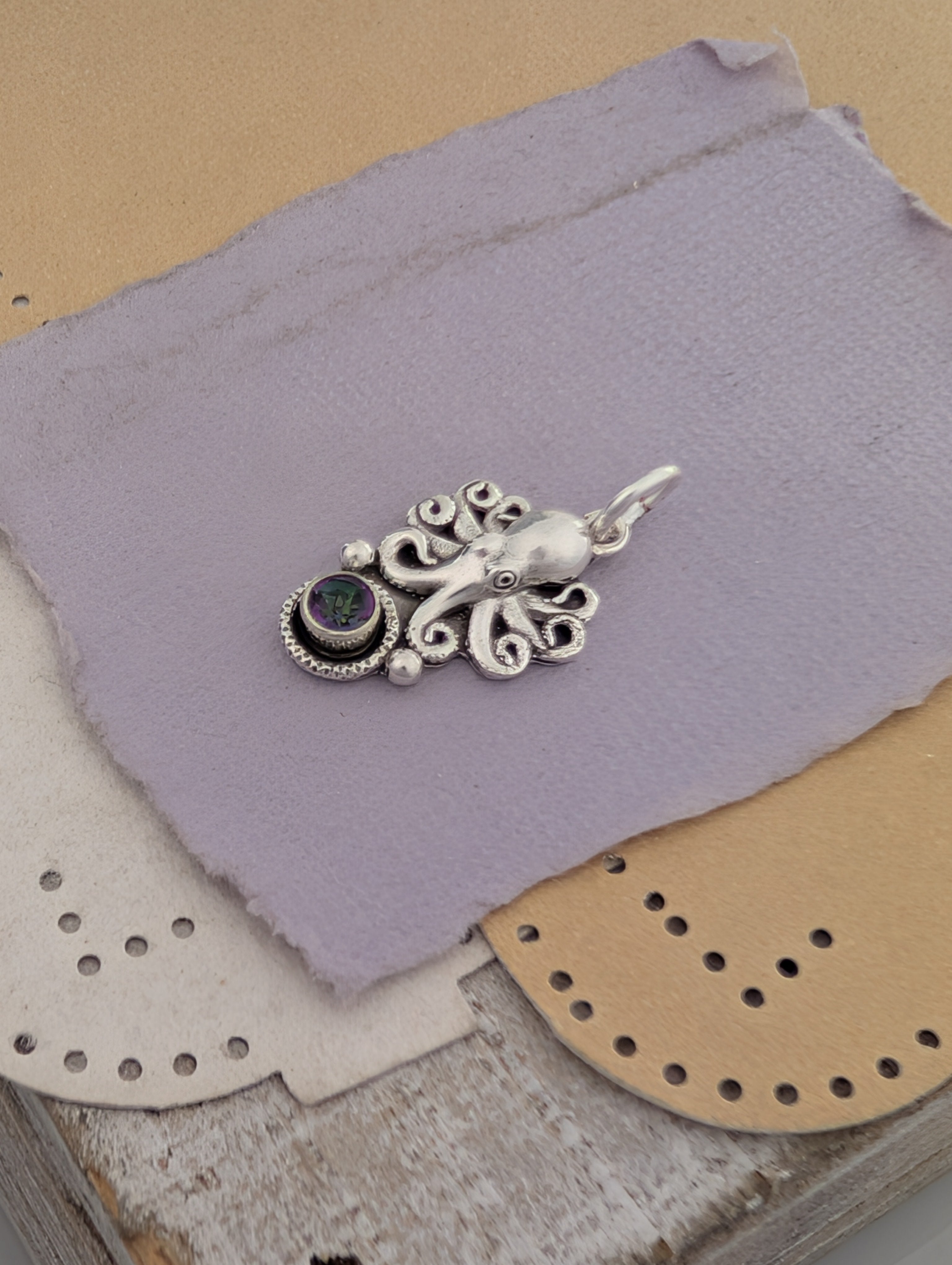Mystic Topaz Octopus Sterling Silver Charm