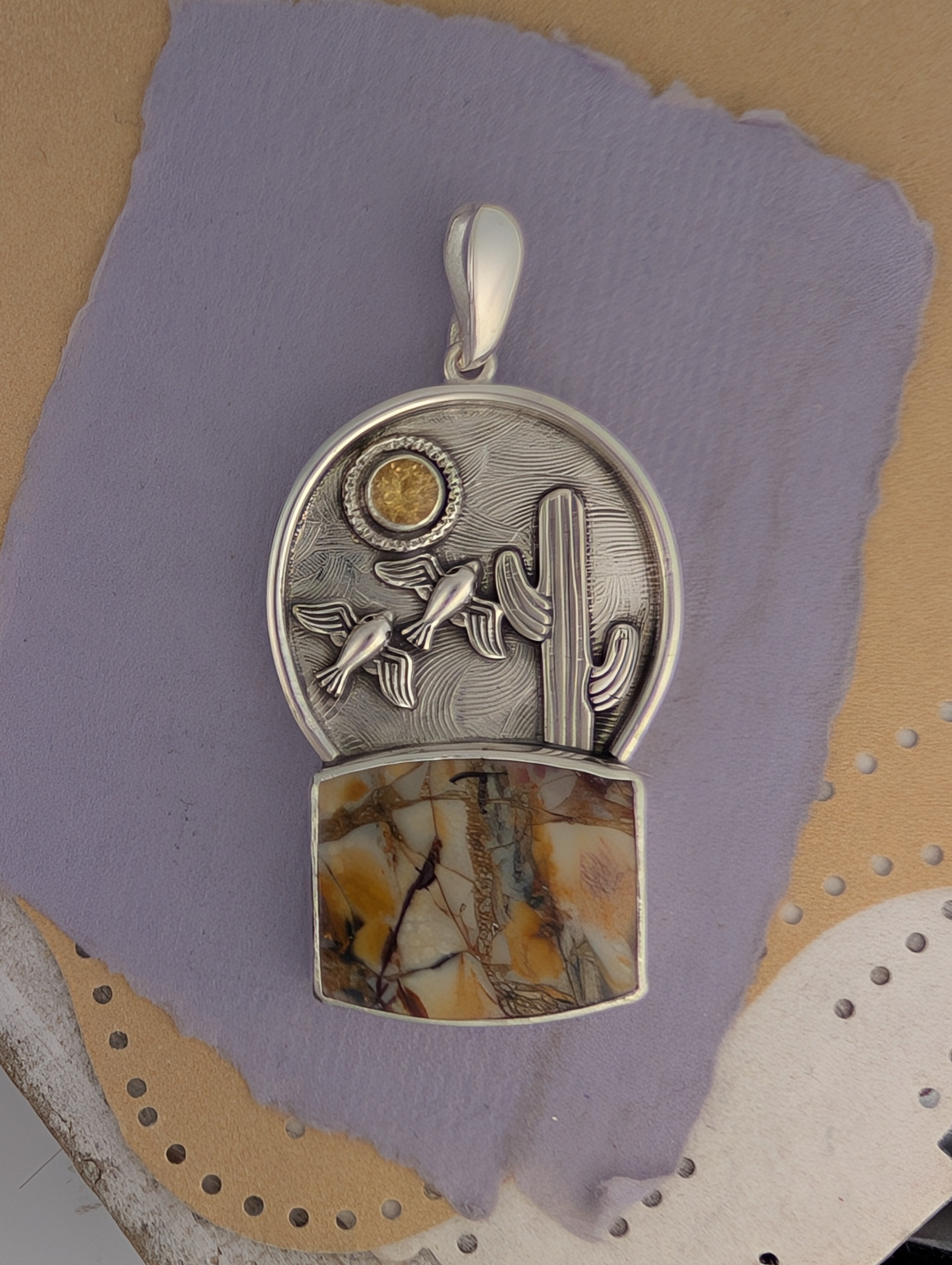 Mescalero Jasper and Citrine Sterling Silver Pendant